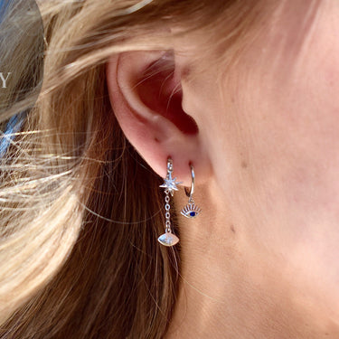 bohemian style huggie hoops drop earrings beach model